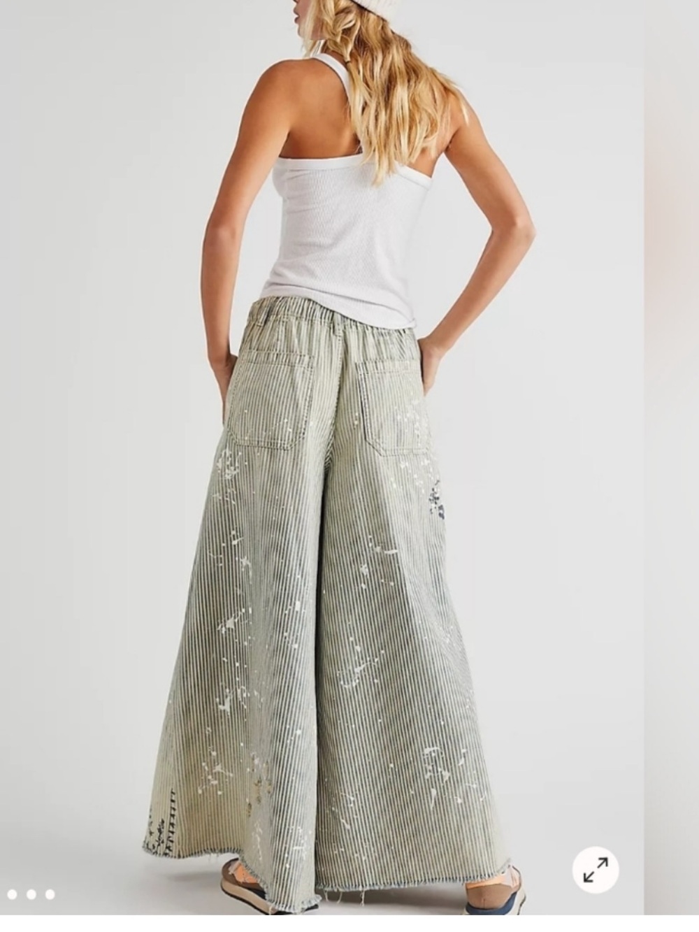 Free People We The Free Clover Wide Leg pants in Sun Printed Railroad RARE🦄🌞 - Picture 4 of 13